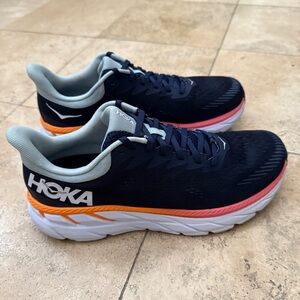 Hoka Clifton 7 Running Shoes Womens Size 11B Navy/Orange